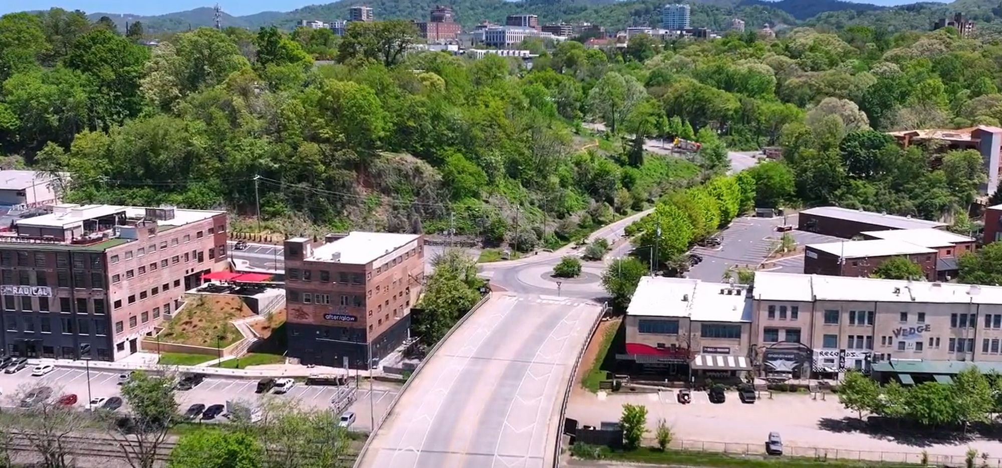 River district view where The Wyre apartments in asheville nc are.